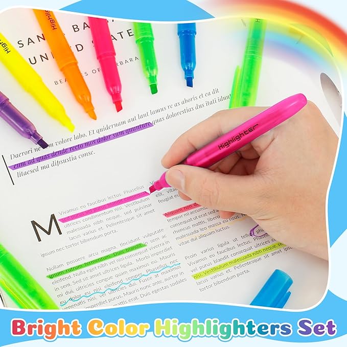 GORWARE 156 Pack Highlighters, Chisel Tip, 6 Assorted Colors, Non-Toxic Highlighter Markers for Adults Kids Highlighting in Home School Office (156)