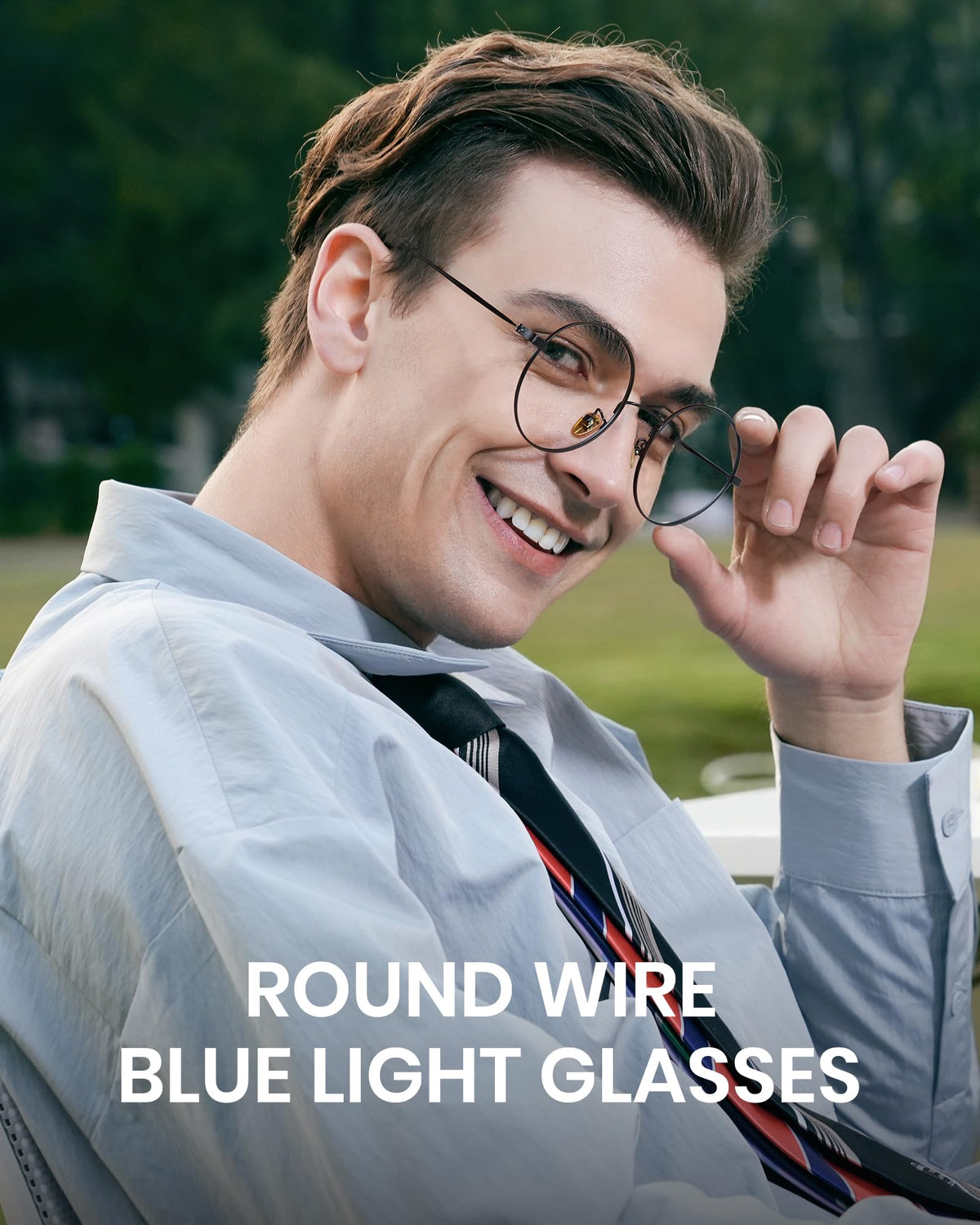 Cyxus Blue Light Glasses for Men Women Round Wire Frame UV Blocking Computer Glasses Clear Lens Metal Ultra Light Eyewear