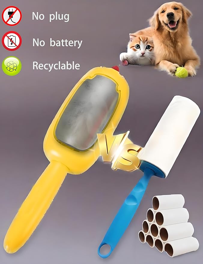 Lint and pet Hair Remover,Pet Hair Removal Glove,Clothe Hair Remover Roller,Reusable Lint Roller for Clothes,Pet Hair Remover for Clothes, Lint Brushes for Clothes(Yellow)