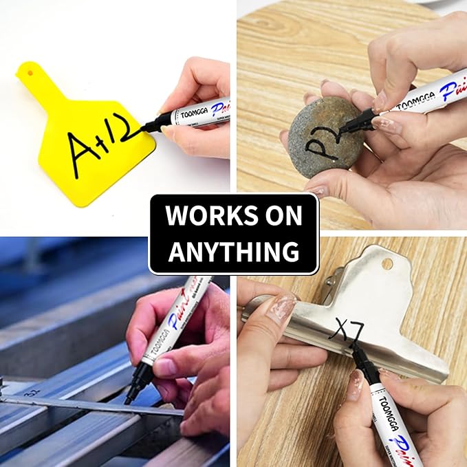 Black Paint Pens Permanent Paint Markers - 24 Pack Oil Based Marking Pens, Medium Point, Quick Drying and Waterproof for Rock Painting Car Tyre Metal, Plastic, Canvas, Wood, Glass