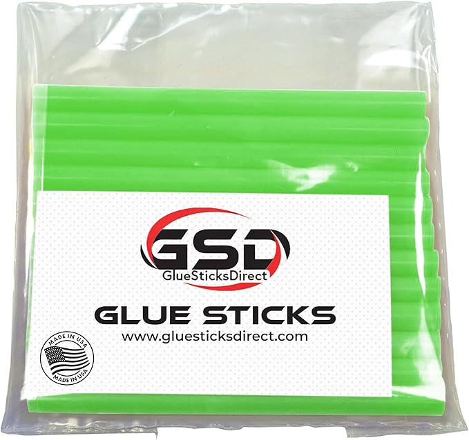 Mini Size Hot Melt Glue Sticks for Glue Gun - Bulk 4in Neon Green Glue Sticks - Great for Art Craft Repairs & Compatible w/Most Glue Guns - 5/16" X 4" (24 Sticks) - Made in USA
