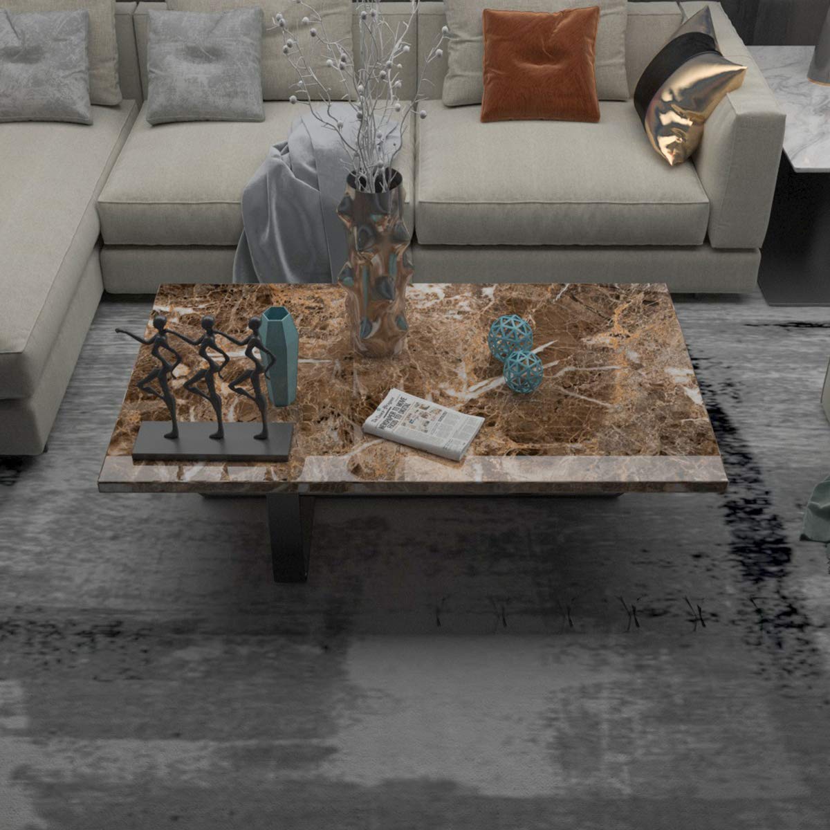 TOTIO Brown Marble Contact Paper Textured Brown Granite Wallpaper Peel Stick Countertop Contact Paper Removable Waterproof Adhesive Thick Matte Marble Look Wall Paper Roll Kitchen Table Vinyl Wrap