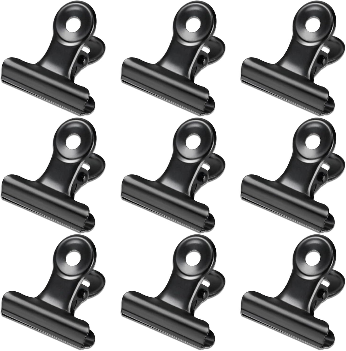 30 Pack Bulldog Clips 1.25 Inches Small Hinge Paper Clips Metal Hinge Clips for Crafts, Food Bags, Drawings, Photos at Home Kitchen & Office Usage, Black, 31mm