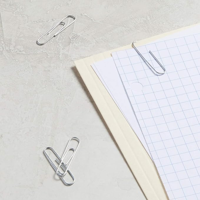 Amazon Basics Paper Clips, No. 1, Silver | Smooth | 1000 Count, Pack of 12