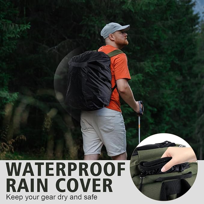 Goture Fishing Backpack,900D Water-Resistant Tackle Backpack with Rod Holders, SBS Zippers,45L Large Fishing Bag Storage Gear Tackle Bag with Rain Cover, Bottle Holder for Travel Camping Hiking