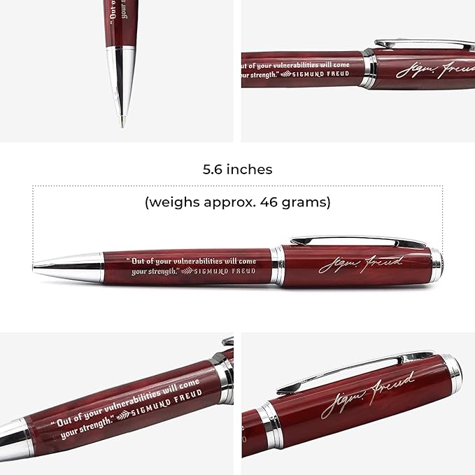 Inkstone Sigmund Freud Luxury Pen with Inspirational Quote Out of Your Vulnerabilities Will Come Your Strength Engraved Gift Pen