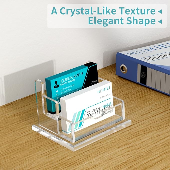 HIIMIEI Acrylic Business Card Display, Multiple Card Holder for Office, Home, Restaurant - 2 Slot, 2 Tier