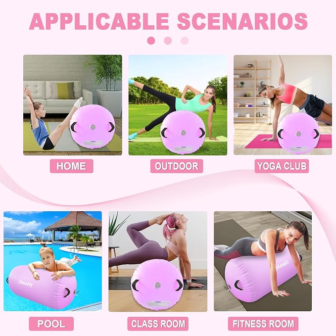 Gymnastics Air Barrel Inflatable Tumbling Roller for Cheerleading and Gymnastics Home Training Perfect for Back Handspring Practice Tumbling Drills Air Roller for Kids and Adults Includes Repair Kit