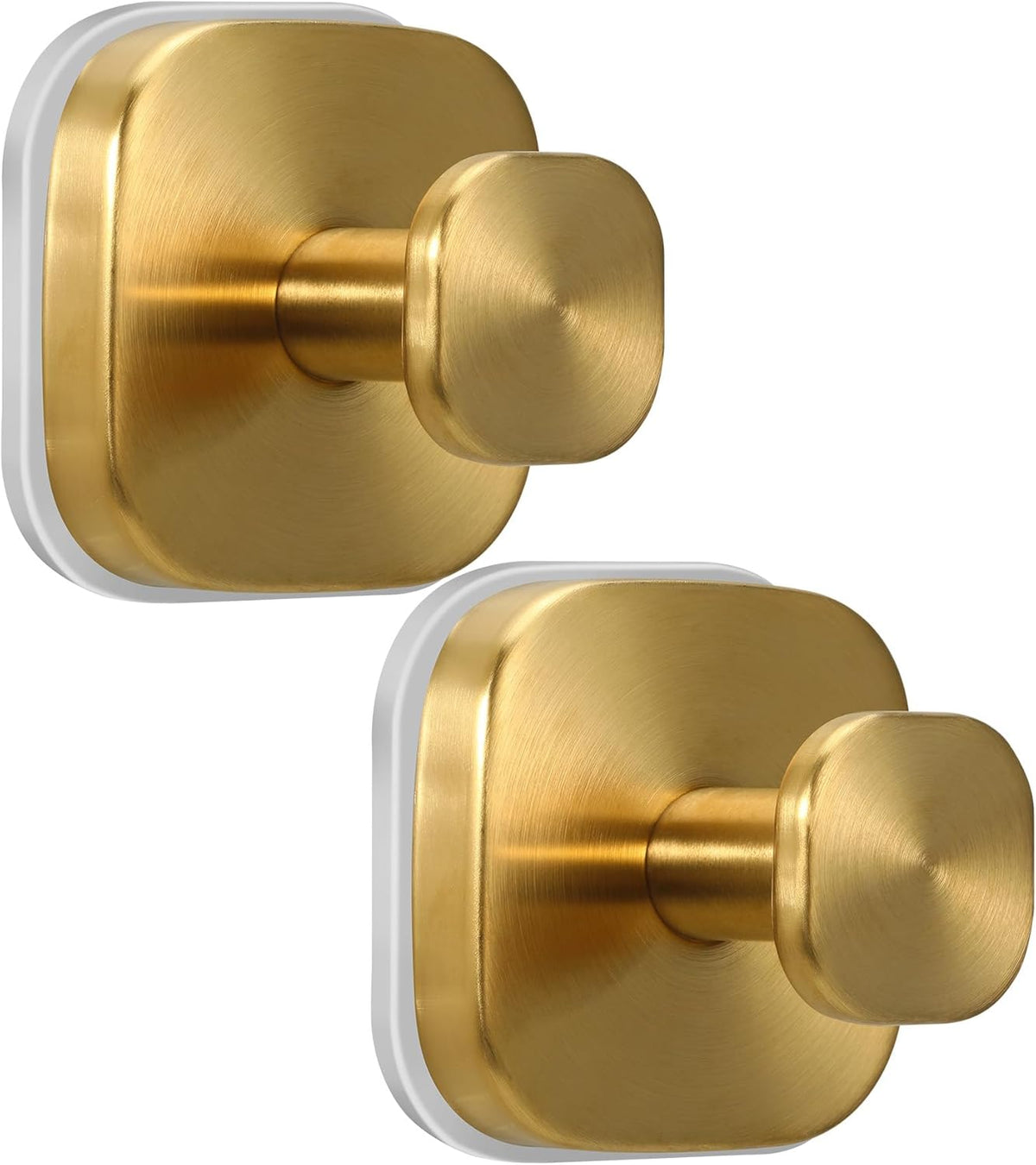 Suction Cup Hooks for Shower - Reusable No-Drill Mounting - Hooks for Towels, Robes & Loofah on Metal, Glass, Mirrors, Tile & Smooth Non-Porous Surfaces (2, Brushed Gold)