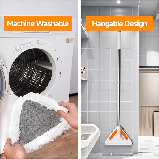 Wall Mop Cleaner with Long Handle,94” Multipurpose Wall Duster,Ceiling Mop,Window Mesh Screen Cleaner with Squeegee,Wall Cleaner Mops with 6 Replacement Pads for Painted Walls,Floor,Baseboard,Glasses