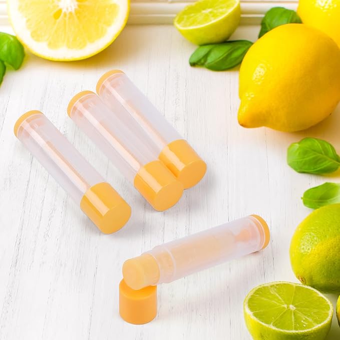 LotFancy Lip Balm Tubes Empty, 60PCS 5.5ml (3/16 Oz), Clear Lip Balm Container Tubes with Yellow Caps, BPA Free & Leak Free, Refillable
