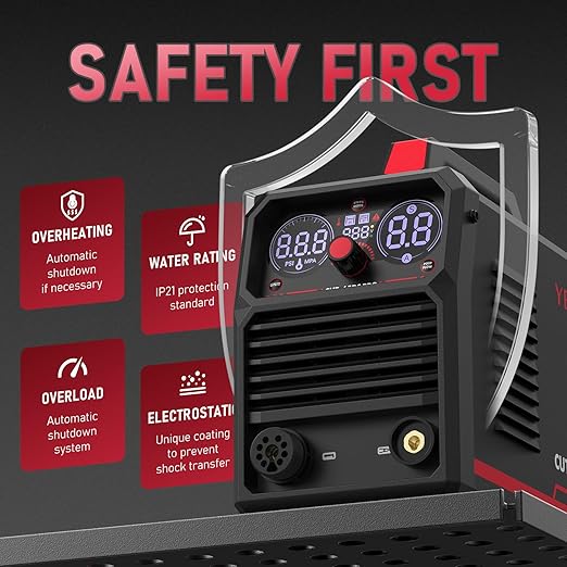 YESWELDER Plasma Cutter 65Amp Non-High Frequency Non-Touch Pilot Arc, Digital Display DC Inverter 110/220V Dual Voltage Blowback Plasma Cutting Machine CUT-65DS PRO