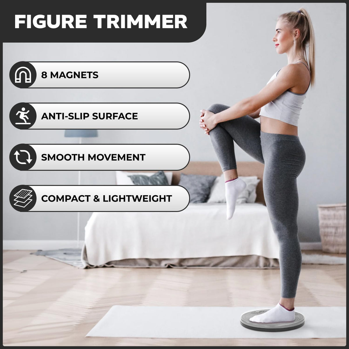 Figure Trimmer Core Abs Twister Board - Waist Sculptor Twister Board for Core & Ab Exercise - Waist Twisting Disc, Dizzy Disc Twist Board for Slimming Workout with 8 Magnets Reflexology