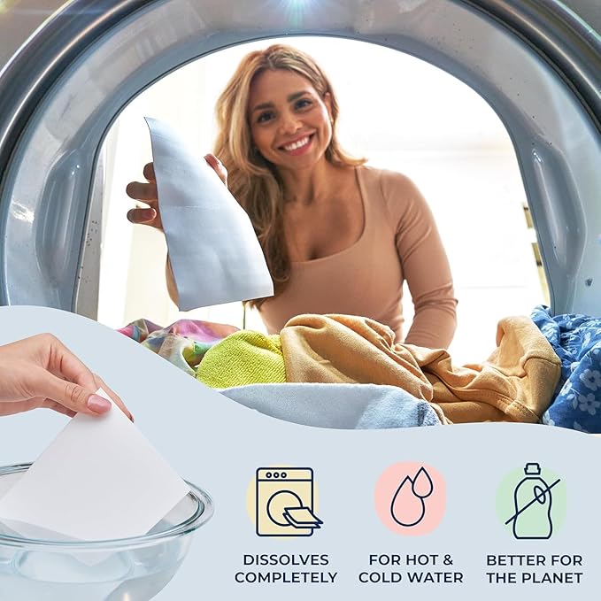 Miss Mouth's Messy Eater Laundry Detergent Sheets - Laundry Detergent, Hypoallergenic, Sensitive Skin Safe, Pediatrician and Dermatologist Tested, Fragrance Free, Travel Friendly, 120 loads