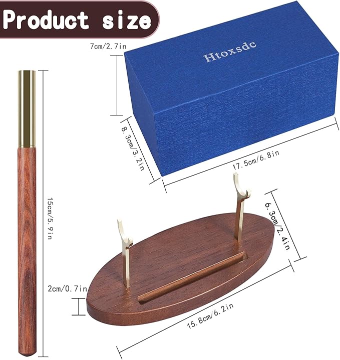 Pen Holder Desk Organizers and Accessories Desk Decor ,Exquisite Wooden Pen Holder ,with a Cool Pen and Two Refills for Office and Home (Style B)