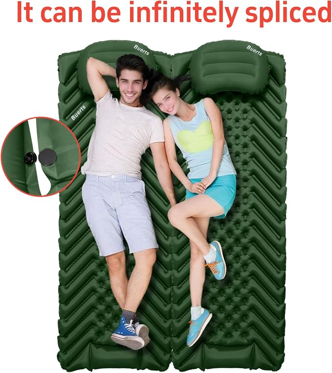 Camping Sleeping mat and Inflatable Pillow - Set, Portable, Ultra-Light, Thickened, Quick to inflate in 30s, can be Spliced. Suitable for Backpacking, Hiking, Camping and Other Scenes