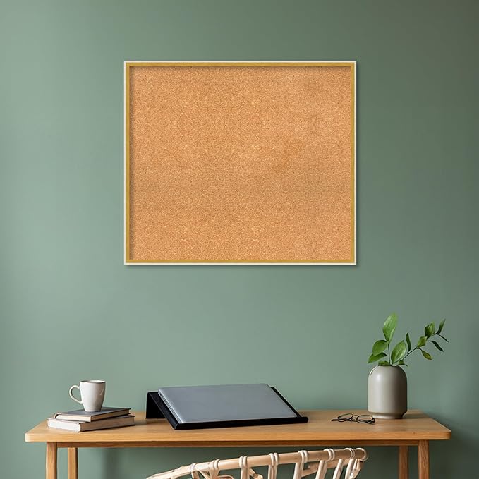 Amanti Art Natural Cork Board for Wall, 29x33 Vision Board with White Frame, Large Corkboard Office Decor for Home Organization, Modern Corkboard Pinboard to Display Items for Home Organization in