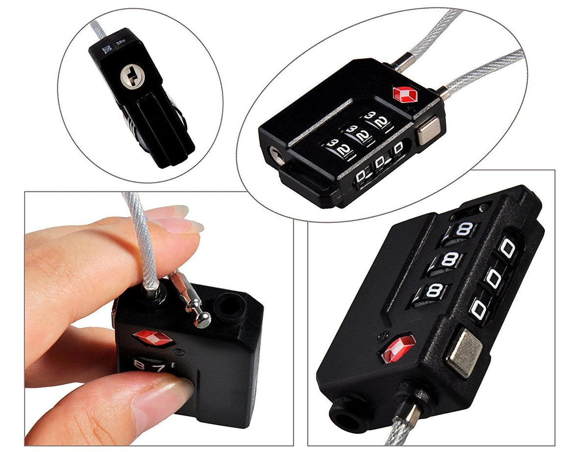 TSA Lock Security 3 Digit Combination Suitcase Luggage Bag Code Lock Padlock (Black-4-Pack)