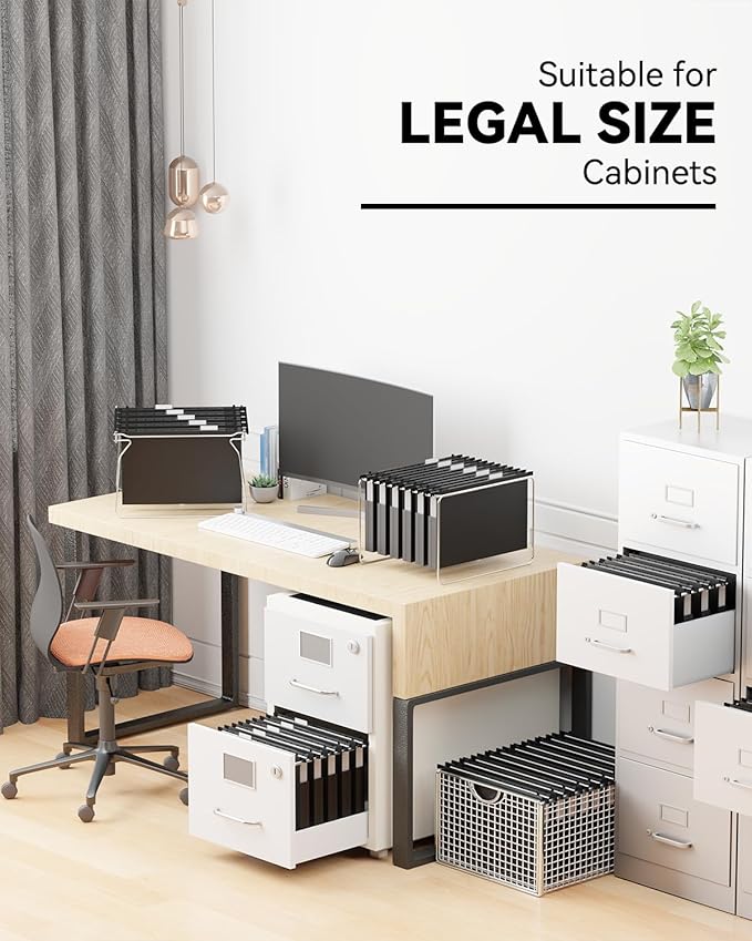 Ansook Plastic Legal Hanging File Folders,1”Expanding Accordian Pocket,Heavy Duty for Filing Cabinet,Insertable Tabs,Black Legal Size Hanging Folders,Hard and Durable Hang Folders,Black,12 Pack