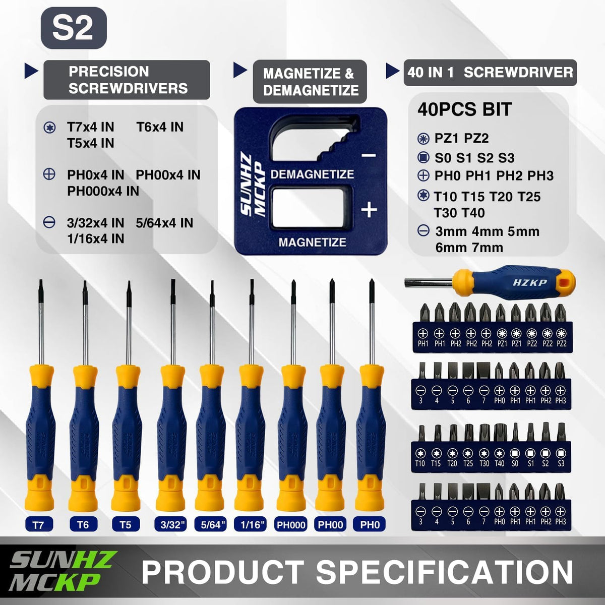 SUNHZMCKP Magnetic Screwdriver Set 66-Piece, S2- Alloy Tool Steel, Includes Slotted/Phillips/Torx Mini Precision Screwdrivers, Replaceable Screwdriver Bits With Sturdy tool box
