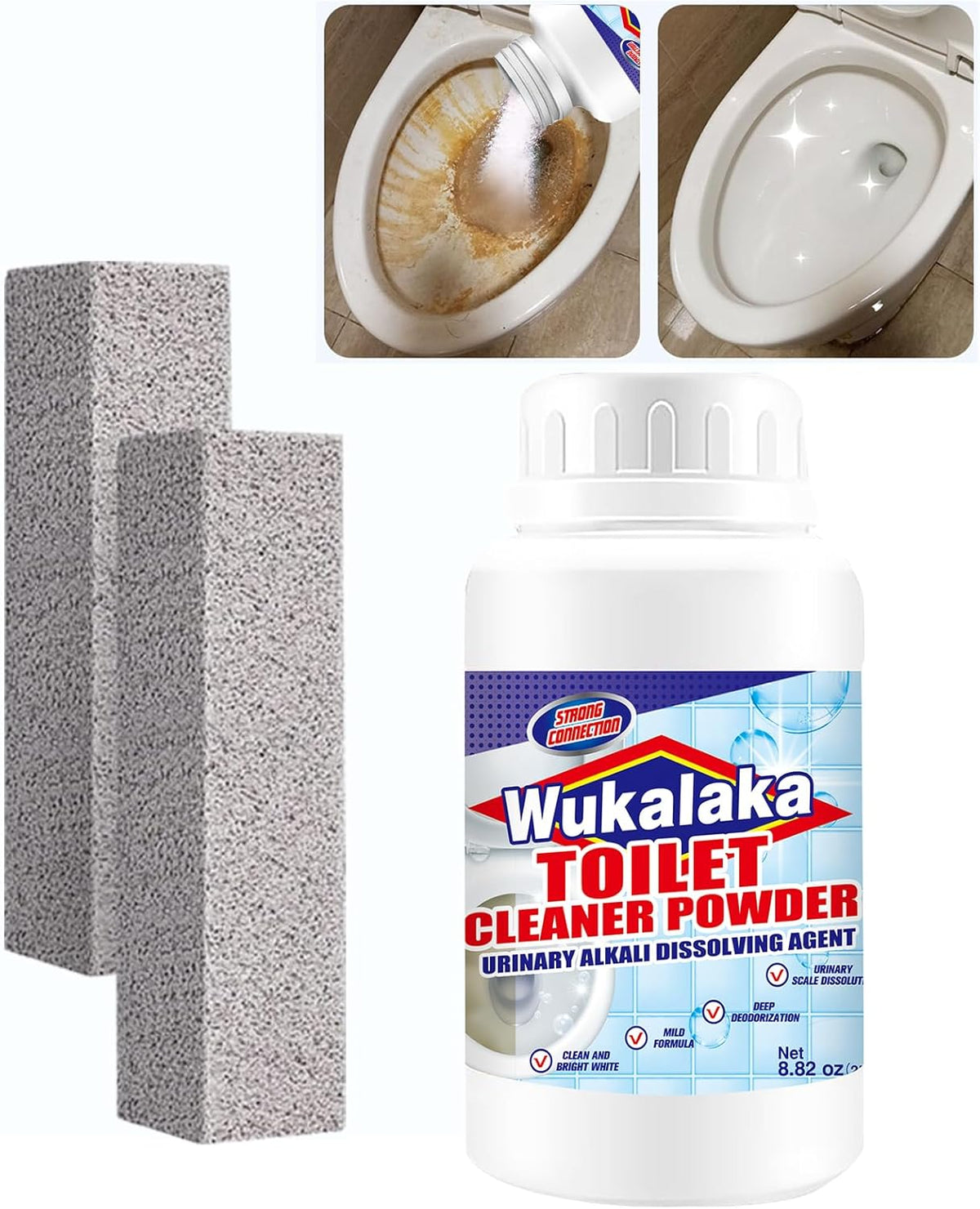 Pumice Stone for Toilet Cleaning Bowl Stick, Toilet Bowl Cleaners Brush, Powerfully Cleans Hard Water Rings, Calcium Buildup and Stains, Suitable for Cleaning Toilets, Bathroom