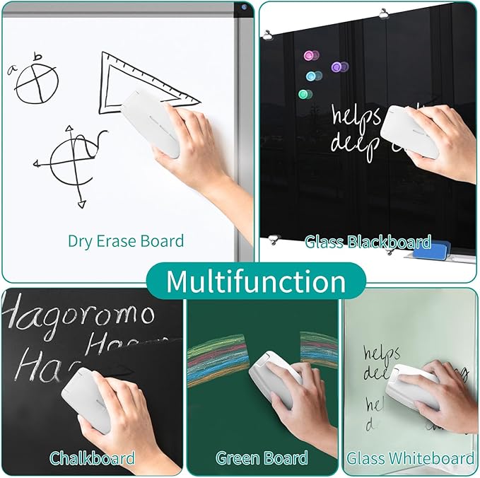 Replaceable Dry Erase Spray Eraser, 3-in-1 Non-Magnetic Chalkboard Erasers for Glass Marker Board Whiteboard, ZHIDIAN Dustless Chalk Cleaner w/ 2 Microfiber Pads