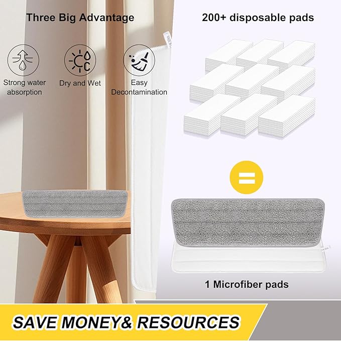 10 Pack 16.5 inch Reusable Mop Pads Microfiber Spray Mop Replacement Heads for Wet/Dry Mops Compatible with Bona Floor Care System