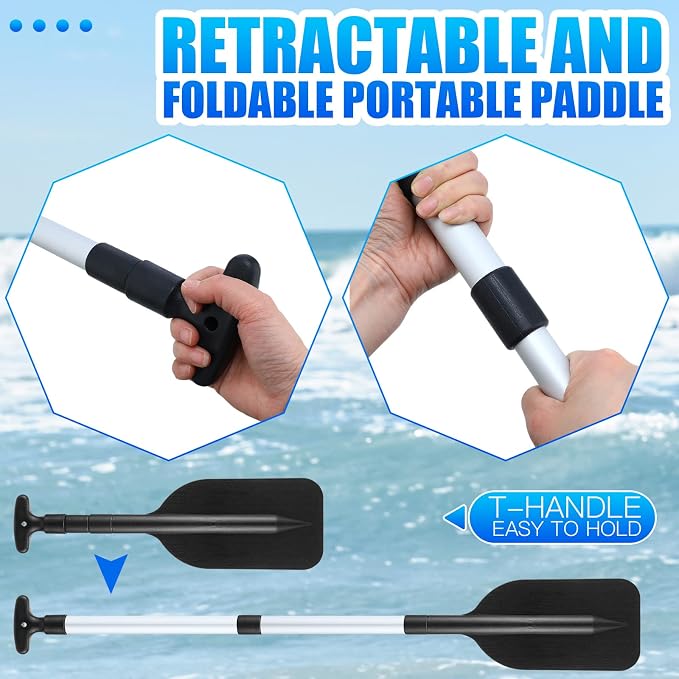 Trader 2 Pack Boat Canoe Paddles Telescoping Collapsible Oar Aluminum 21.3-41.7 in Kayak Paddles Adjustable Length for Kayak Inflatable Dinghy Water Sport Boat Accessories