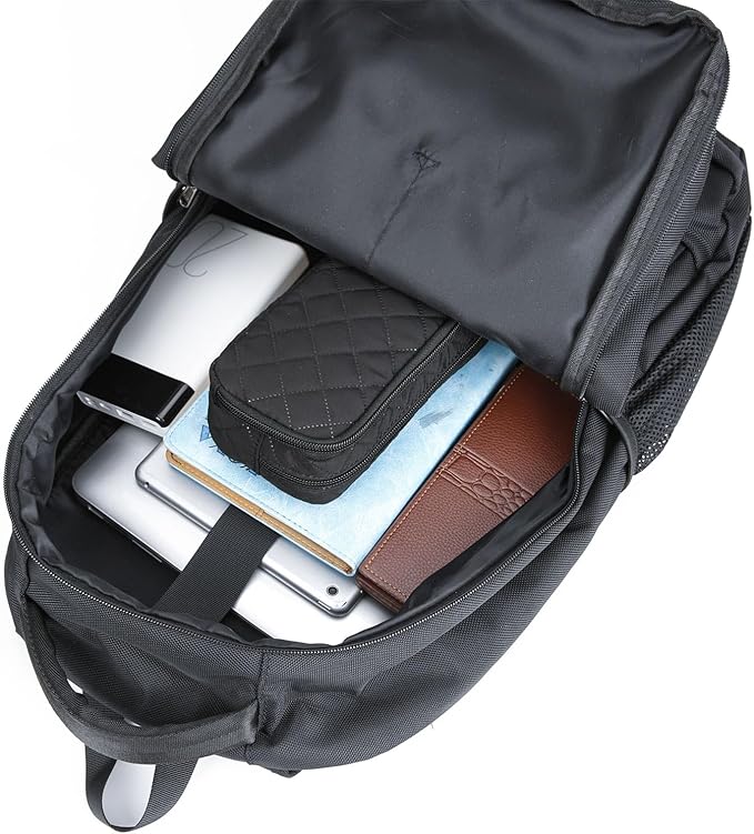 Della Gao Pencil Case Large Capacity Pencil Pouch Soft Quilted Pen Bag Office Stationery Organizer Sturdy Pencil Bag for Men Women - Black