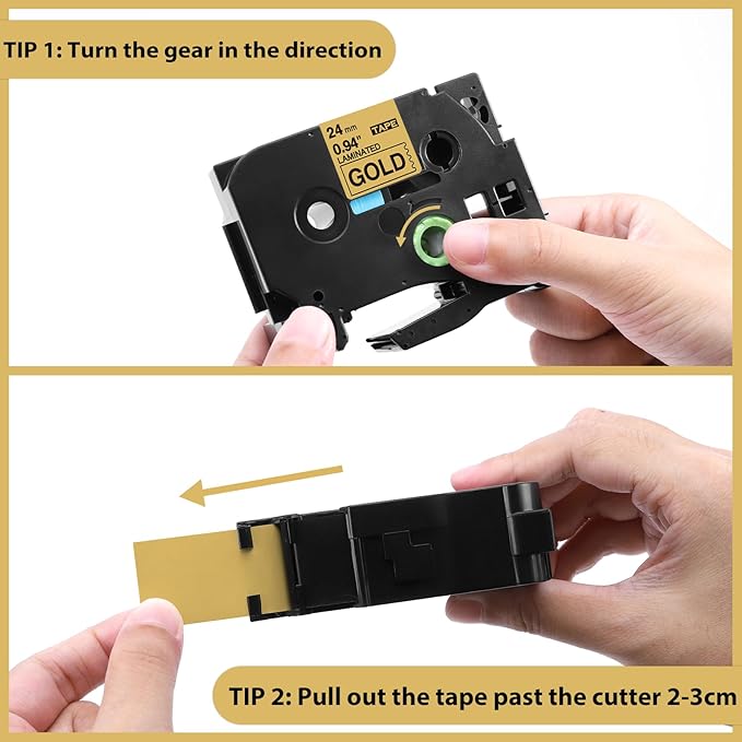 Label KINGDOM 24mm Gold Label Tape Replacement for Brother P-Touch TZe-851 1 Inch Black on Gold TZe TZ Tape 24mm 0.94 Laminated Compatible with Brother PTD600 PTD610AD PTP700 PT2730, 3-Pack