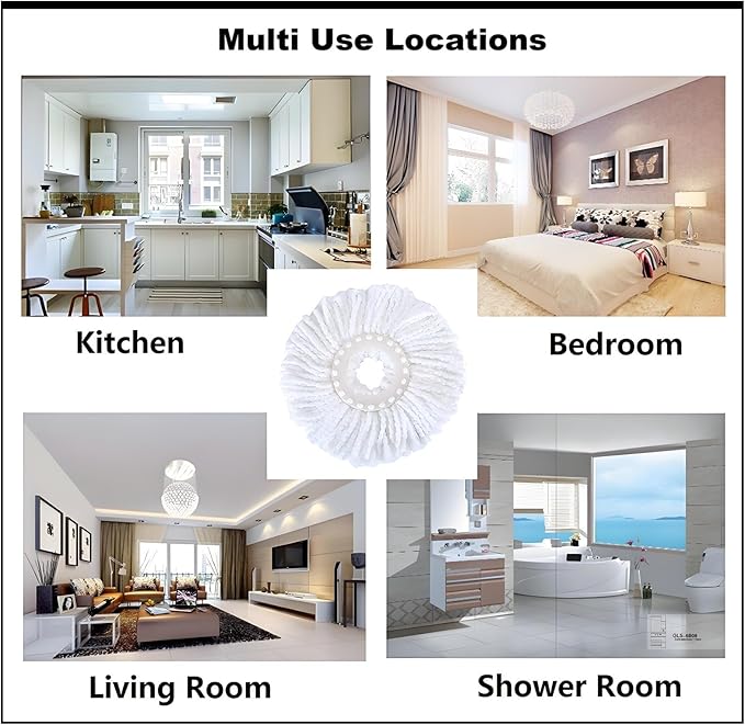 6 Pack Spin Mop Replacement Heads, (6.3 Inch,Round) Microfiber Mop Refills Compatible with Hurricane, Mopnado, Casabella, Magic and Other 360 Spin Mop Systems, (6 Colors)