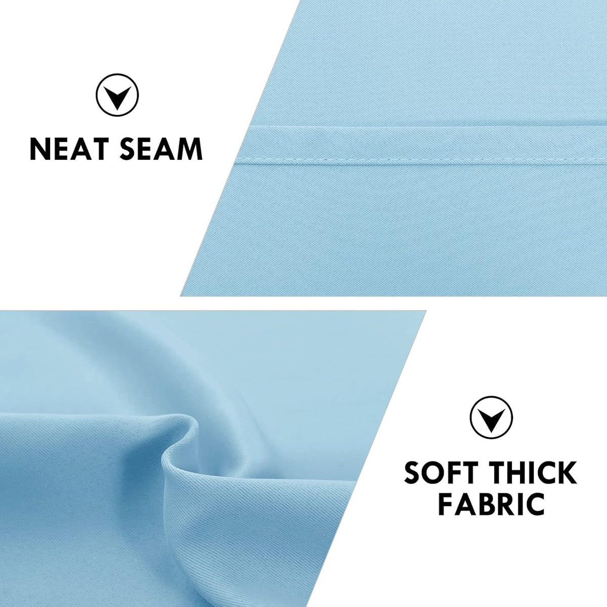 DWCN Blackout Curtains for Bedroom - Thermal Insulated Privacy Energy Saving Rod Pocket Drapes for Living Room, W 38 x L 63 Inch, Light Blue, Set of 2