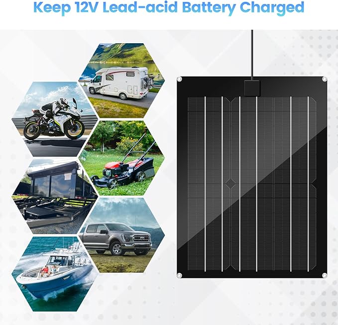 Solar Battery Charger Maintainer, Zuomeng 15W Solar Panel Kit for Dump Trailer Built-in Maintenance Pulse & Intelligent MPPT Charge Controller, Waterproof, Suitable for 12V Lead-Acid Battery