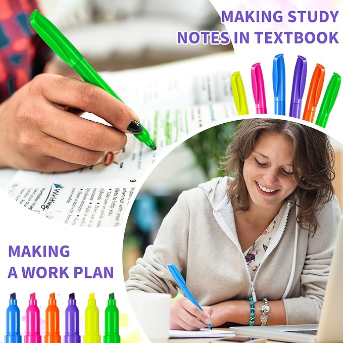 Handepo Highlighter Bulk Assorted Colors Dry Quickly Highlighter Markers Chisel Tip Pens for Kids Adult School Teachers Office Supplies Carnival Classroom graduation Rewards(200 Pcs)