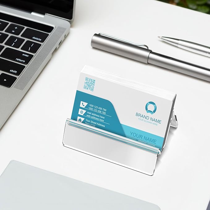 Acrylic Business Card Holder for Desk & Counter, Business Card Holder Display, Clear Business Card Stand, Business Cards Holder Stand, Desktop Plastic Name Card Organizer, 6 Pack