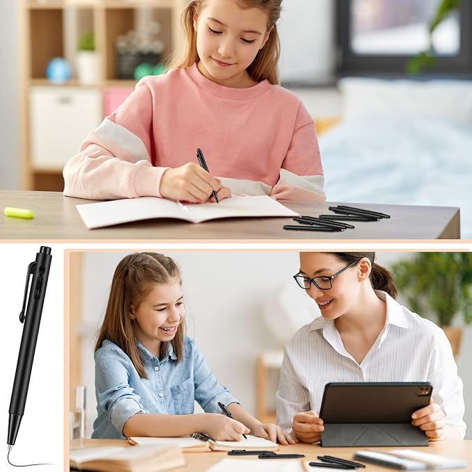 Eaasty 100 Pcs 4'' Mini Pen Bulk 0.7 mm Small Retractable Ballpoint Tiny Black Ink Pen Gel Pens with Clip Smooth Writing Pens for Pocket Journal Writing Office