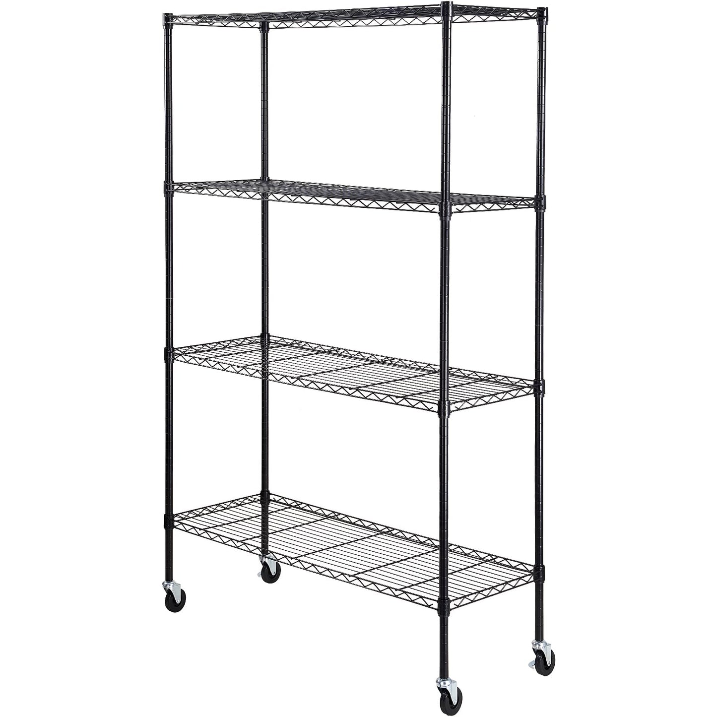 VEVOR Storage Shelving Unit, 4-Tier Adjustable Storage Shelves, 48" L x 18" W x 74" H Garage Storage Shelves, Metal Shelves with Wheels for Kitchen Pantry Basement Bathroom Laundry