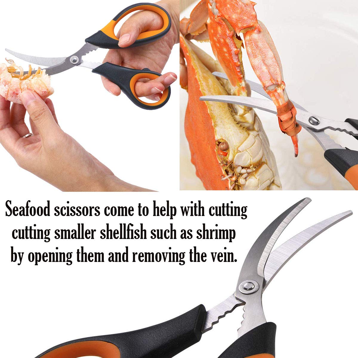 Artcome 21 Piece Seafood Tools Set - 6 Crab Crackers, 6 Lobster Shellers, 6 Crab Forks, 2 Seafood Scissors and 1 Storage Bag