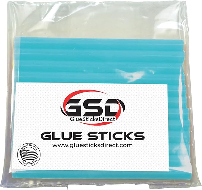 Mini Size Hot Melt Glue Sticks for Glue Gun - Bulk 4in Neon Blue Glue Sticks - Great for Art Craft Repairs & Compatible w/Most Glue Guns - 5/16" X 4" (24 Sticks) - Made in USA
