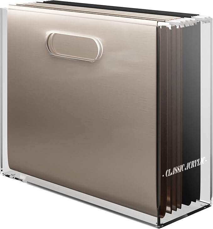 File Organizer for Desk - This Acrylic Storage Box is great for Office Organization - Its Modern Acrylic Magazine Holder makes a Great Gift for Home/Work Space