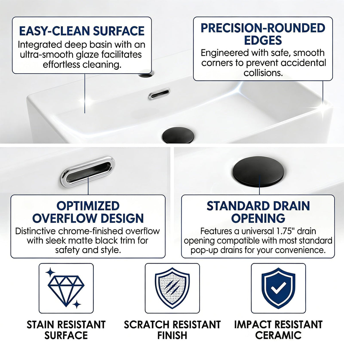 20 x 14 Inch Wall Mounted Bathroom Sink, NOHALIPY Modern White Rectangular Porcelain Floating Vessel Sink with Overflow, Corner Mount Ceramic Bathroom Sink for RV, Restroom and Toilet, Easy to Install