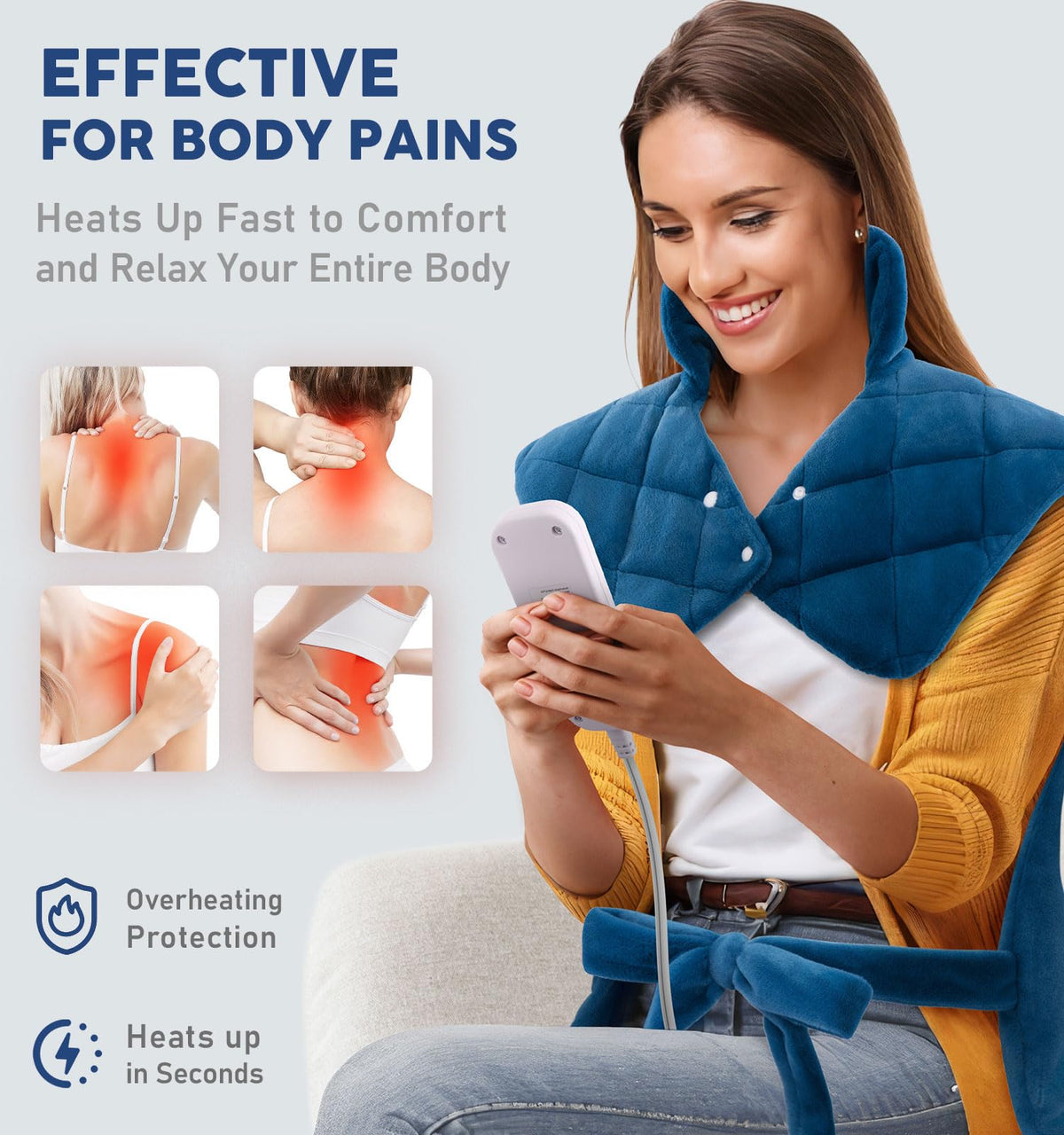 Heating Pad for Neck Shoulders & Back Pain Relief, Father's Day Gifts for Dad Husband Uncle,Gifts for Men,Large Weighted Electric Neck Shoulders and Back Heat Pad,6 Heat Settings Auto-Off,UL Certified