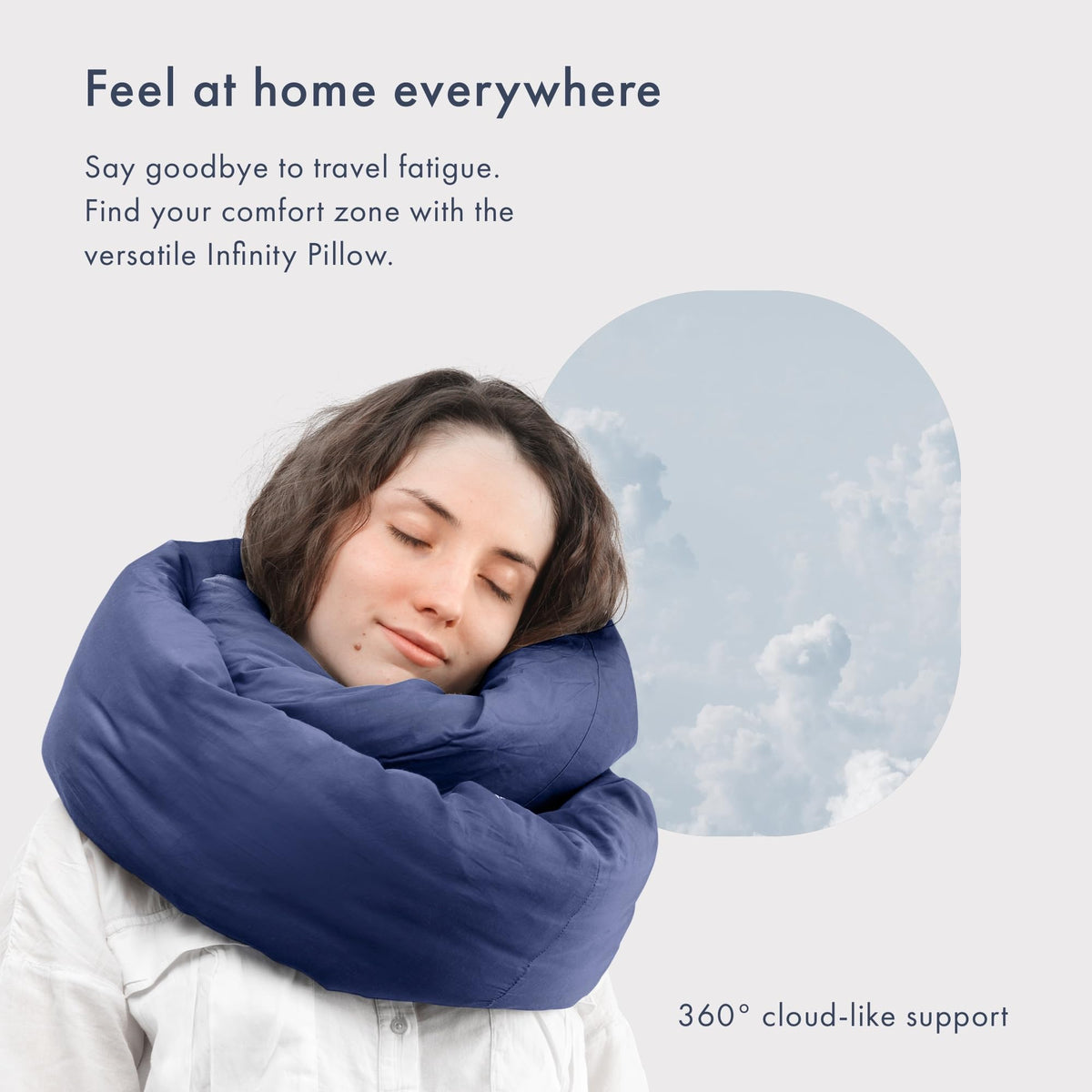 Huzi Infinity Pillow - Home Travel Soft Neck Scarf Support Sleep (Navy)