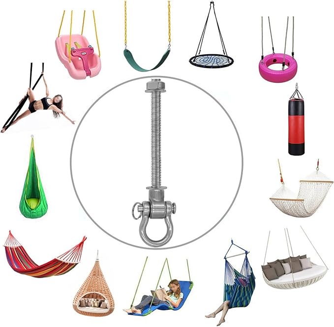 2 Bearing Silent Heavy Duty Swing Hanger Permanent Anti-Rust 180° Swing, 1500 lb Capacity sandbag Yoga Swing Hammock Chair,11''