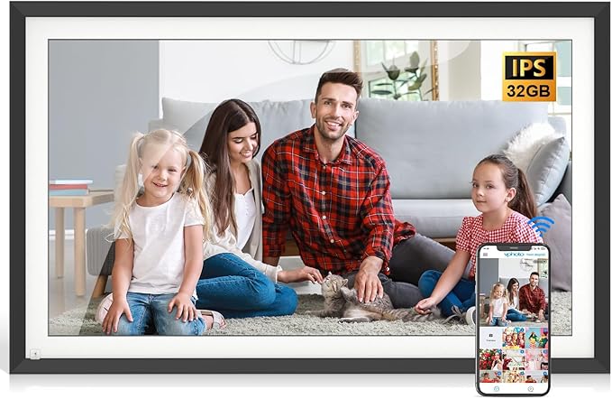 15.6-inch Smart Picture Frame Digital Calendar - 1920x1080 Pixel IPS Touch Screen Display, 32GB Memory, Share Photo and Video via App Email, Free Cloud Storage, Best Gifts for Women Men