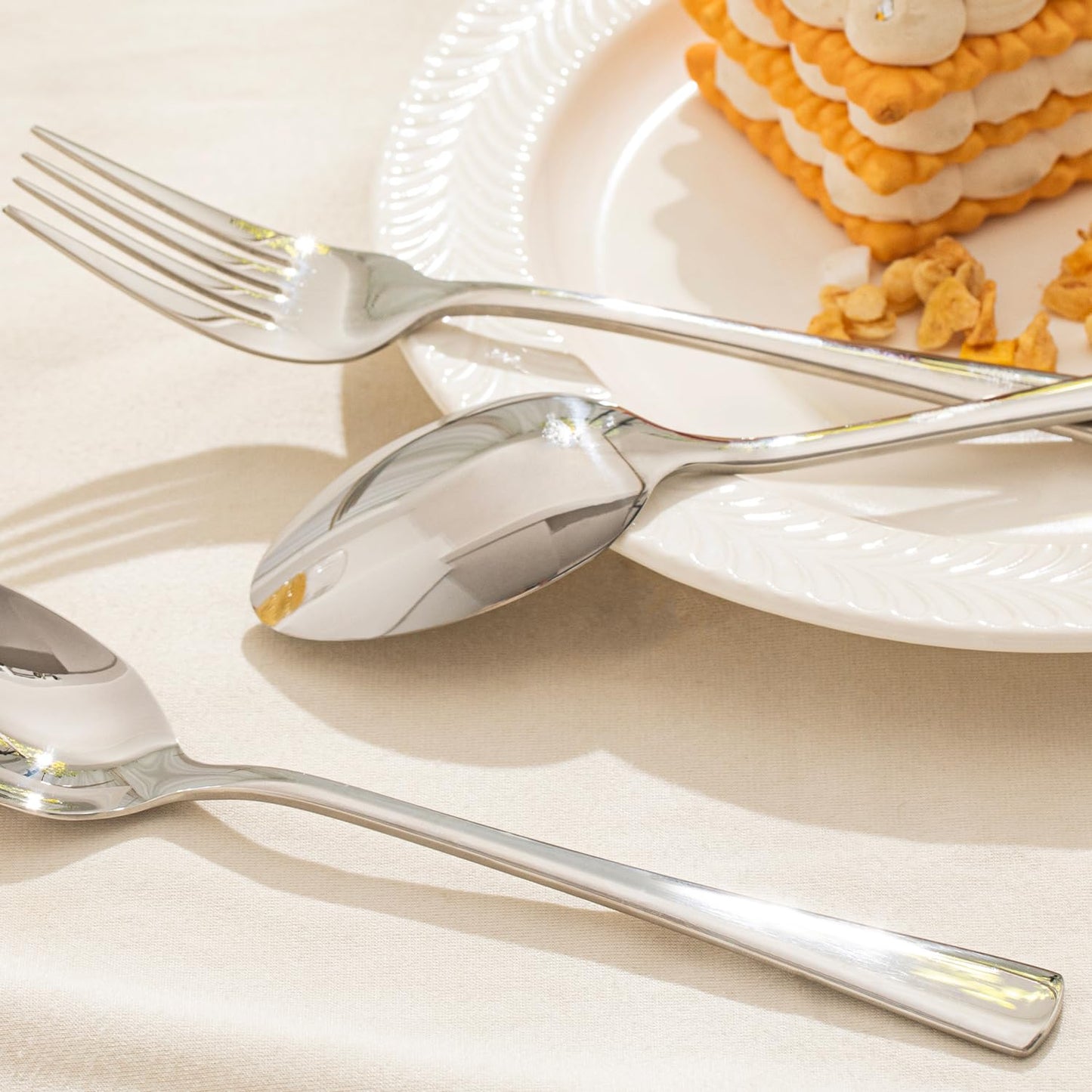 KINGSTONE 8.15-Inch Dinner Spoons (Not Teaspoons), 4-Piece 18/10 Stainless Steel Table Spoon Set, Silver, Food Grade, Dishwasher Safe