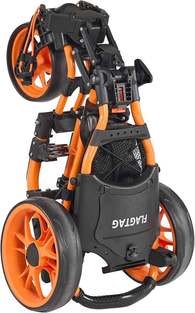 FLAGTAG Golf Push Cart 3 Wheel with 360 Swivel Front Wheel,Lightweight and Foldable Walking Golf Cart,One-Click Foldable,with Foot Brake