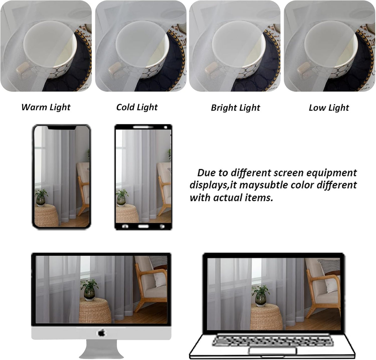 Chyhomenyc Light Grey Sheer Curtains 36 inch Length 2 Panels, Light Filtering Voile Rod Pocket Short Window Curtians for Bathroom Living Room Farmhouse Small Windows, 42Wx36L inches