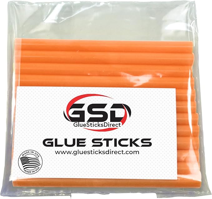 Mini Size Hot Melt Glue Sticks for Glue Gun - Bulk 4in Peach Glue Sticks - Great for Art Craft Repairs & Compatible w/Most Glue Guns - 5/16" X 4" (24 Sticks) - Made in USA