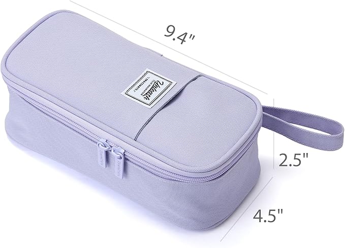 Pencil Case Pouch Box Bag School Supplies Girls Boys Kids, Cute Preppy Stuff Large Big Capacity Aesthetic Pen Organizer, Back to College Stationary, Purple, Classic Stlye, 1800ml